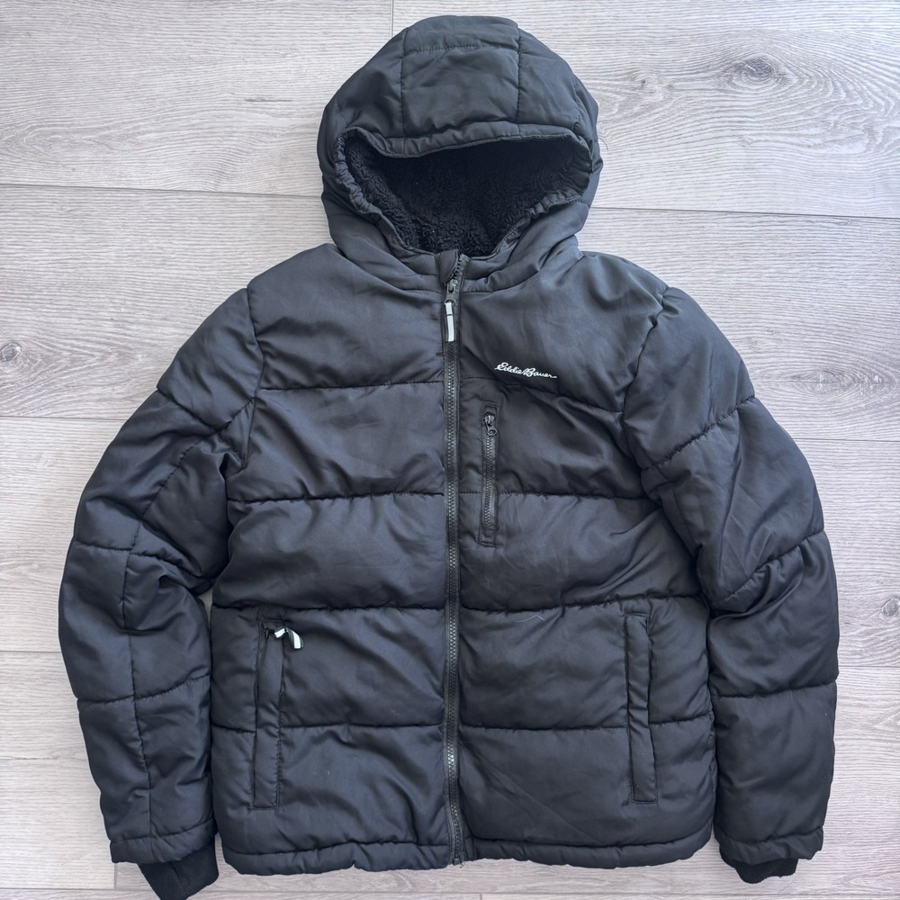 Children's Eddie Bauer Size 14 Large Black Puffer Jacket 100% polyester EUC LNIB